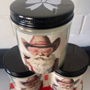 Santa Candle with Black Lid